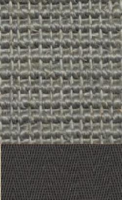 Sisal Salvador stahl 047 tæppe med kantbånd i granit 045